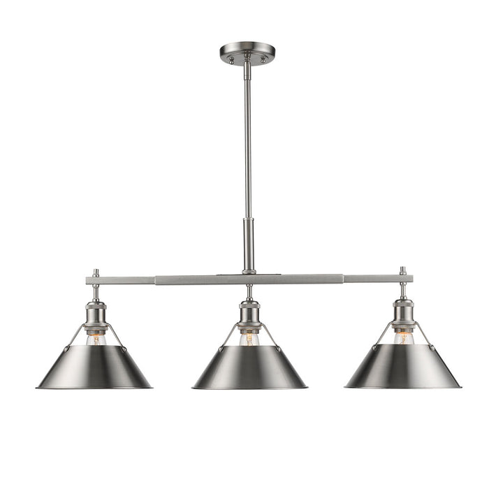 Golden 3306-LP PW-PW Three Light Linear Pendant, Pewter