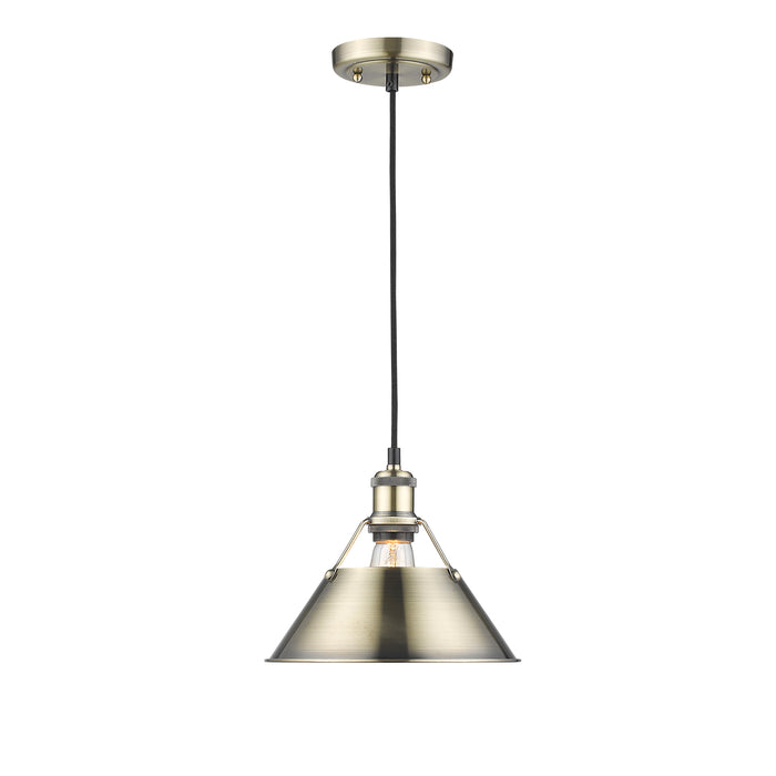 Golden 3306-M AB-AB One Light Pendant, Aged Brass