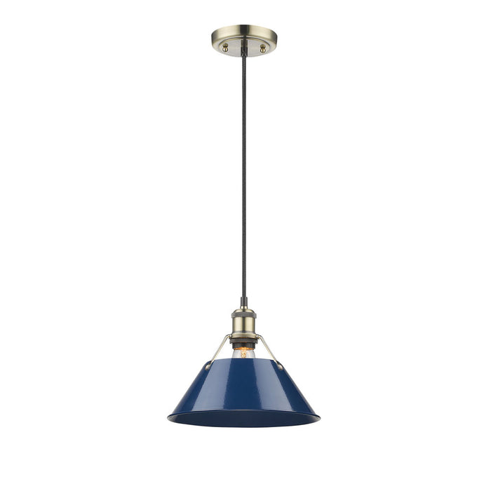 Golden 3306-M AB-NVY One Light Pendant, Aged Brass