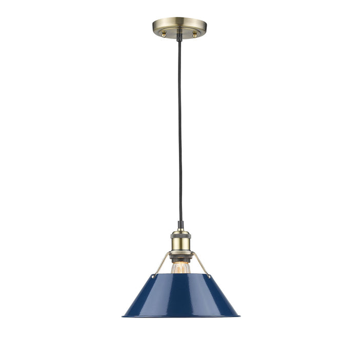 Golden 3306-M AB-NVY One Light Pendant, Aged Brass