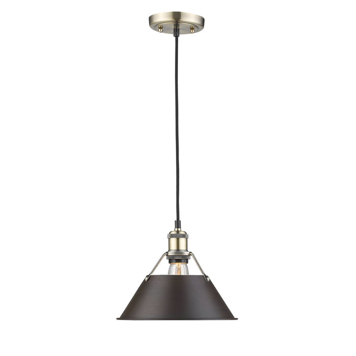 Golden 3306-M AB-RBZ One Light Pendant, Aged Brass