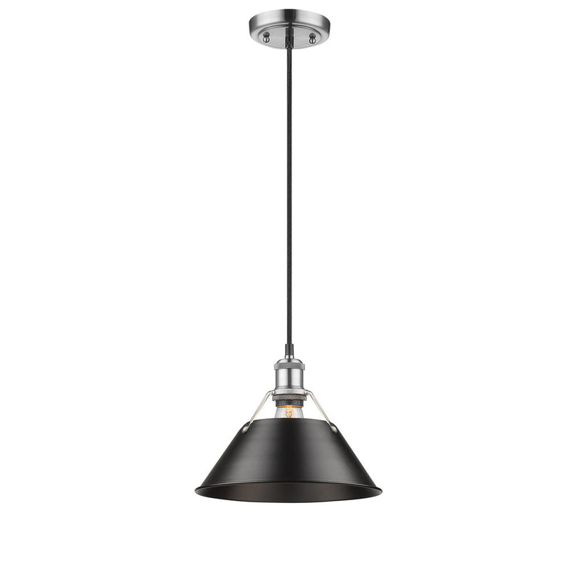 Golden 3306-M PW-BLK One Light Pendant, Pewter