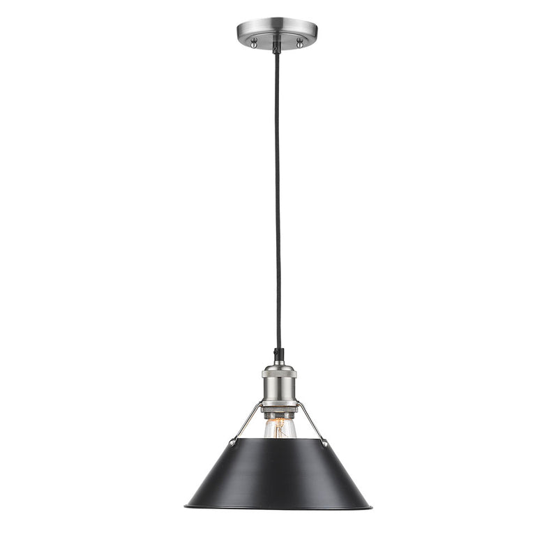 Golden 3306-M PW-BLK One Light Pendant, Pewter