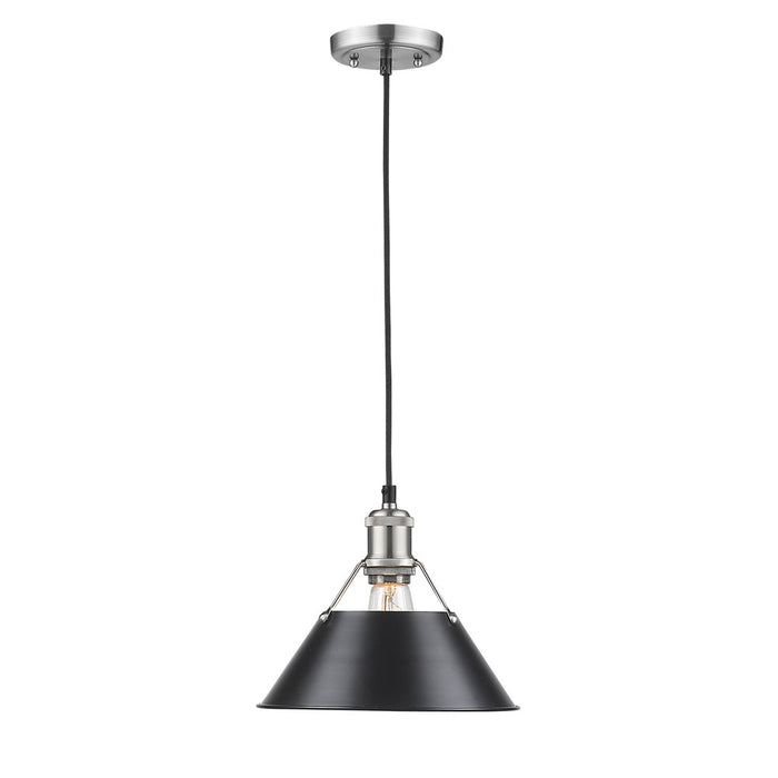 Golden 3306-M PW-BLK One Light Pendant, Pewter