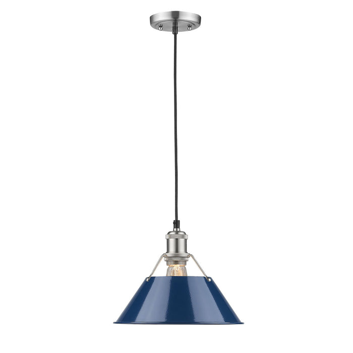 Golden 3306-M PW-NVY One Light Pendant, Pewter