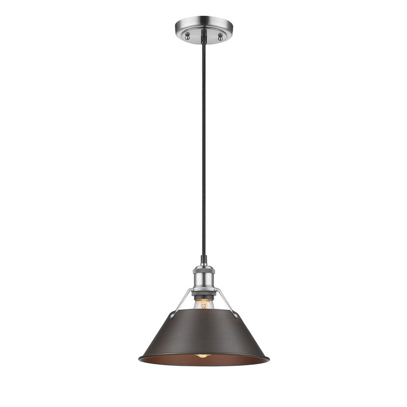 Golden 3306-M PW-RBZ One Light Pendant, Pewter