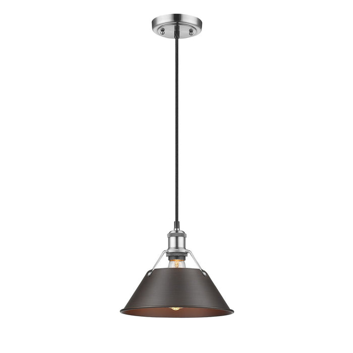 Golden 3306-M PW-RBZ One Light Pendant, Pewter