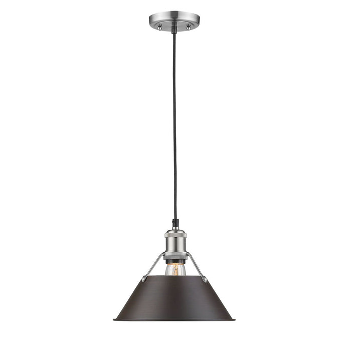 Golden 3306-M PW-RBZ One Light Pendant, Pewter
