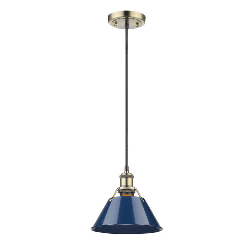 Golden 3306-S AB-NVY One Light Mini Pendant, Aged Brass