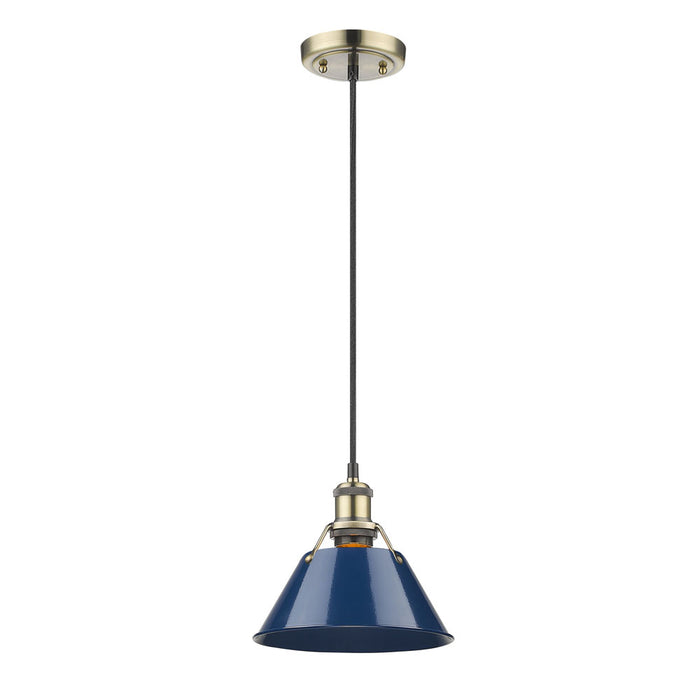 Golden 3306-S AB-NVY One Light Mini Pendant, Aged Brass