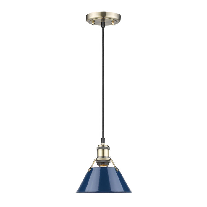 Golden 3306-S AB-NVY One Light Mini Pendant, Aged Brass
