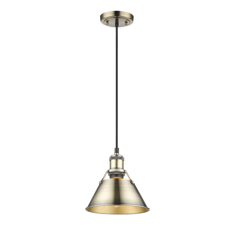 Golden 3306-S AB-AB One Light Mini Pendant, Aged Brass