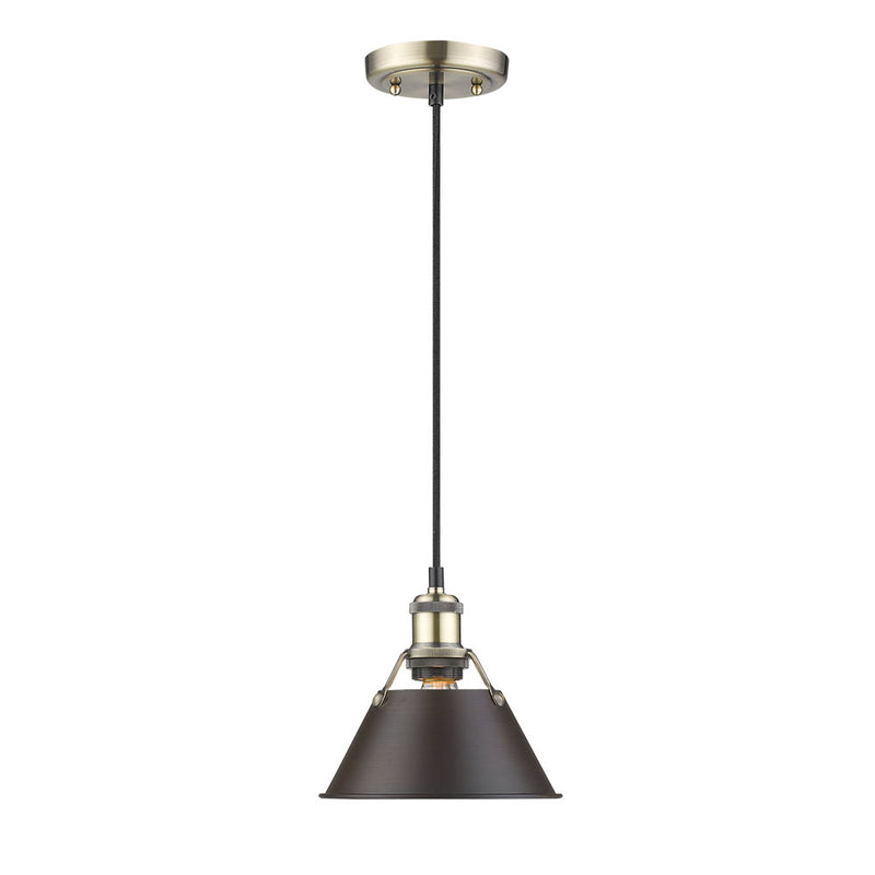 Golden 3306-S AB-RBZ One Light Mini Pendant, Aged Brass