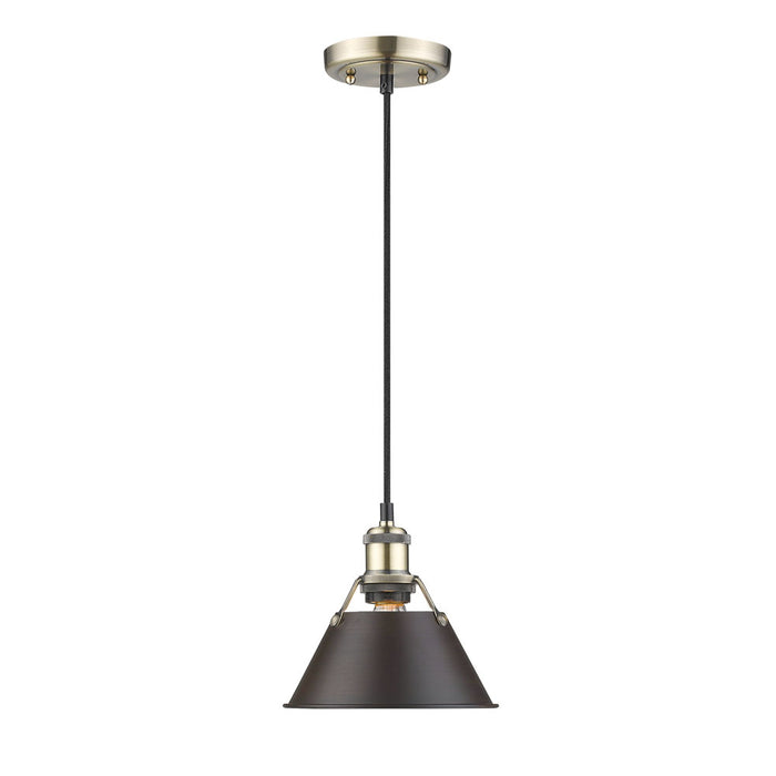 Golden 3306-S AB-RBZ One Light Mini Pendant, Aged Brass