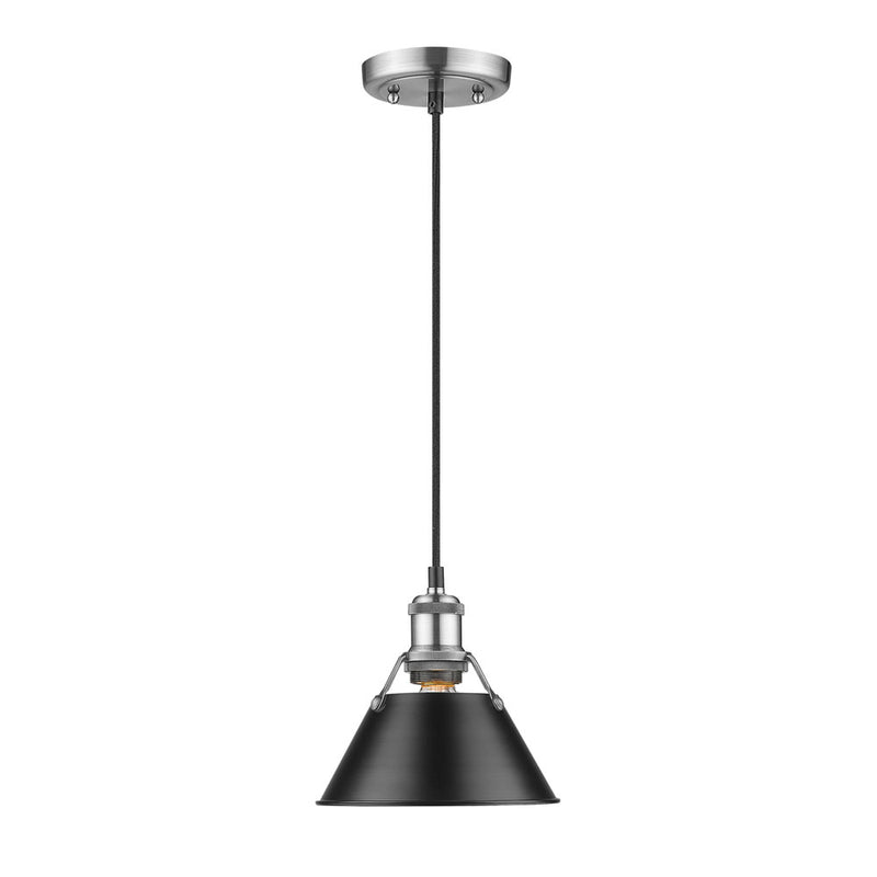 Golden 3306-S PW-BLK One Light Mini Pendant, Pewter