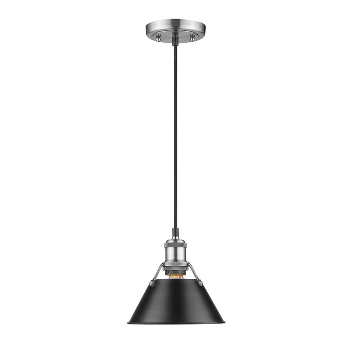 Golden 3306-S PW-BLK One Light Mini Pendant, Pewter