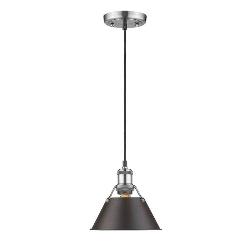 Golden 3306-S PW-RBZ One Light Mini Pendant, Pewter