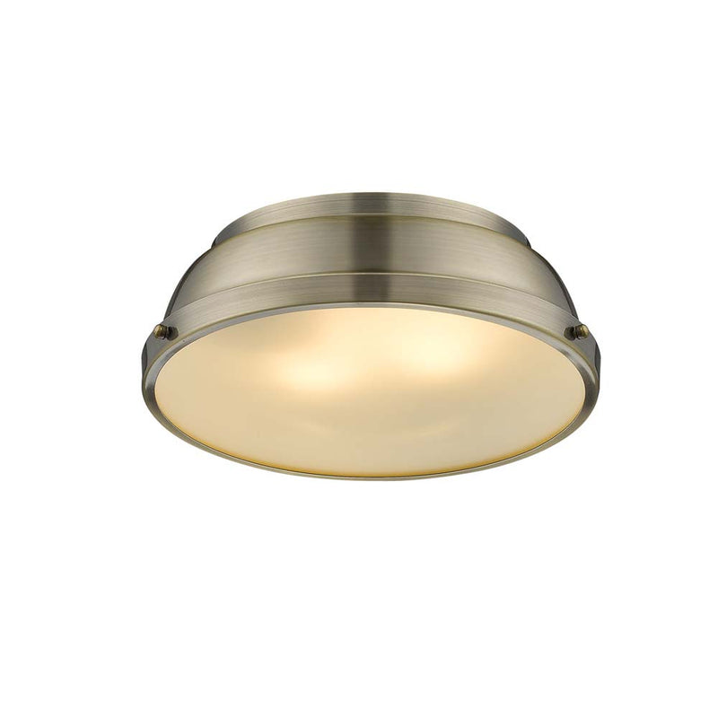 Golden 3602-14 AB-AB Two Light Flush Mount, Aged Brass