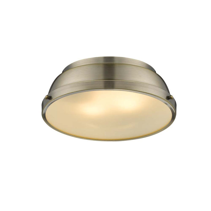 Golden 3602-14 AB-AB Two Light Flush Mount, Aged Brass