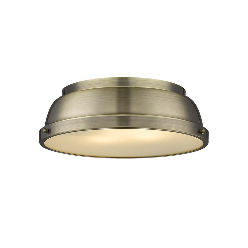 Golden 3602-14 AB-AB Two Light Flush Mount, Aged Brass