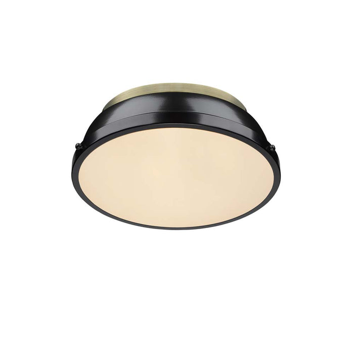 Golden 3602-14 AB-BK Two Light Flush Mount, Aged Brass