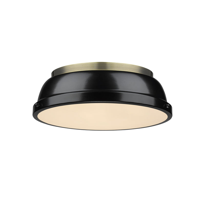Golden 3602-14 AB-BK Two Light Flush Mount, Aged Brass