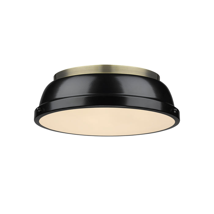 Golden 3602-14 AB-BK Two Light Flush Mount, Aged Brass