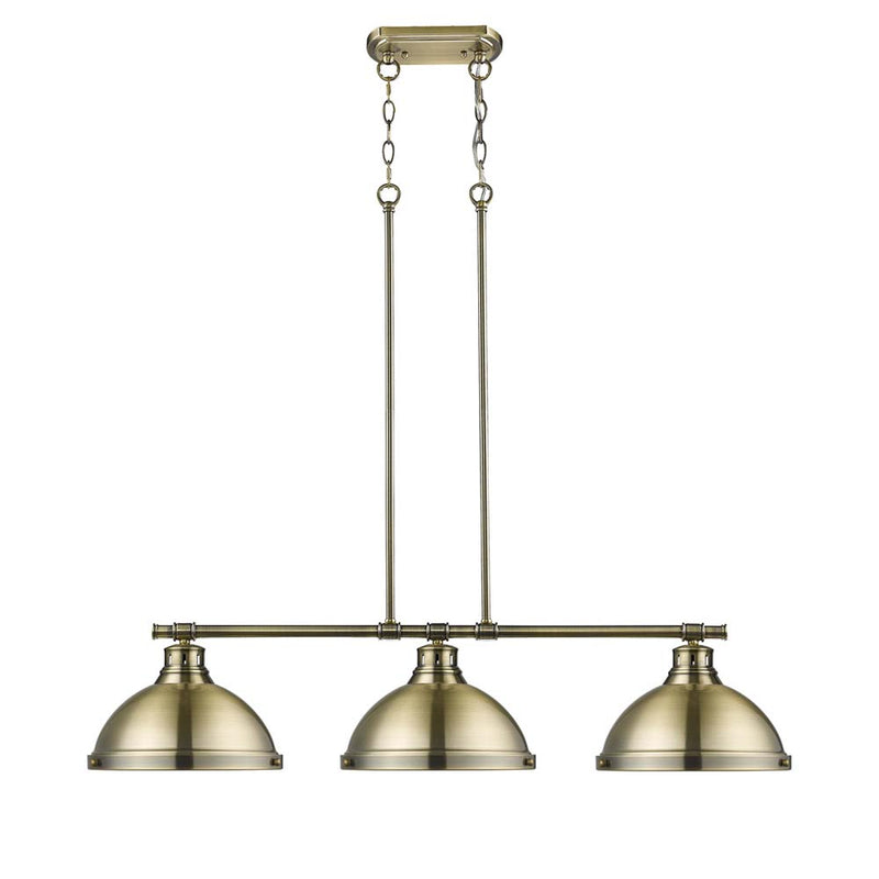 Golden 3602-3LP AB-AB Three Light Linear Pendant, Aged Brass