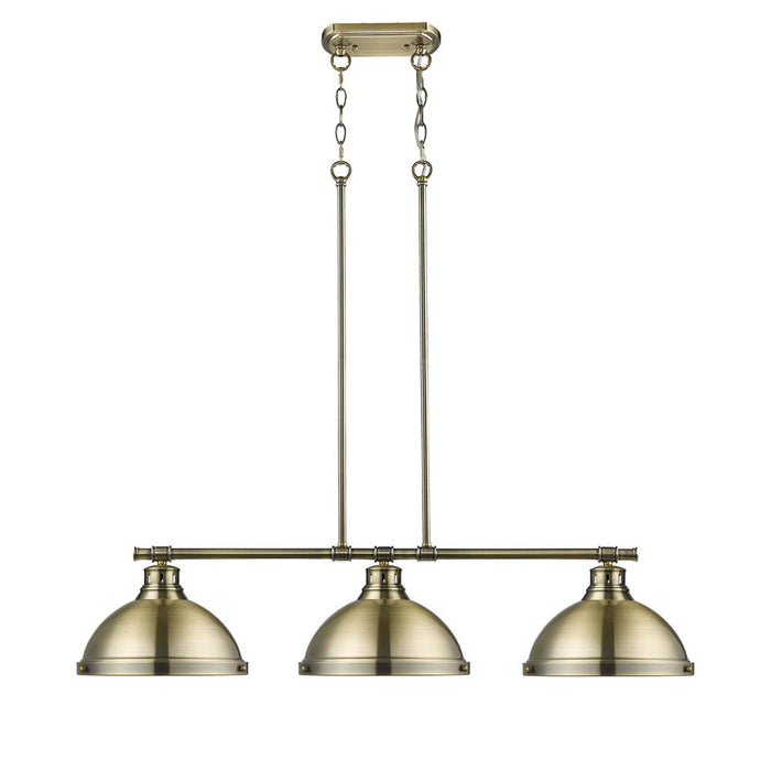 Golden 3602-3LP AB-AB Three Light Linear Pendant, Aged Brass