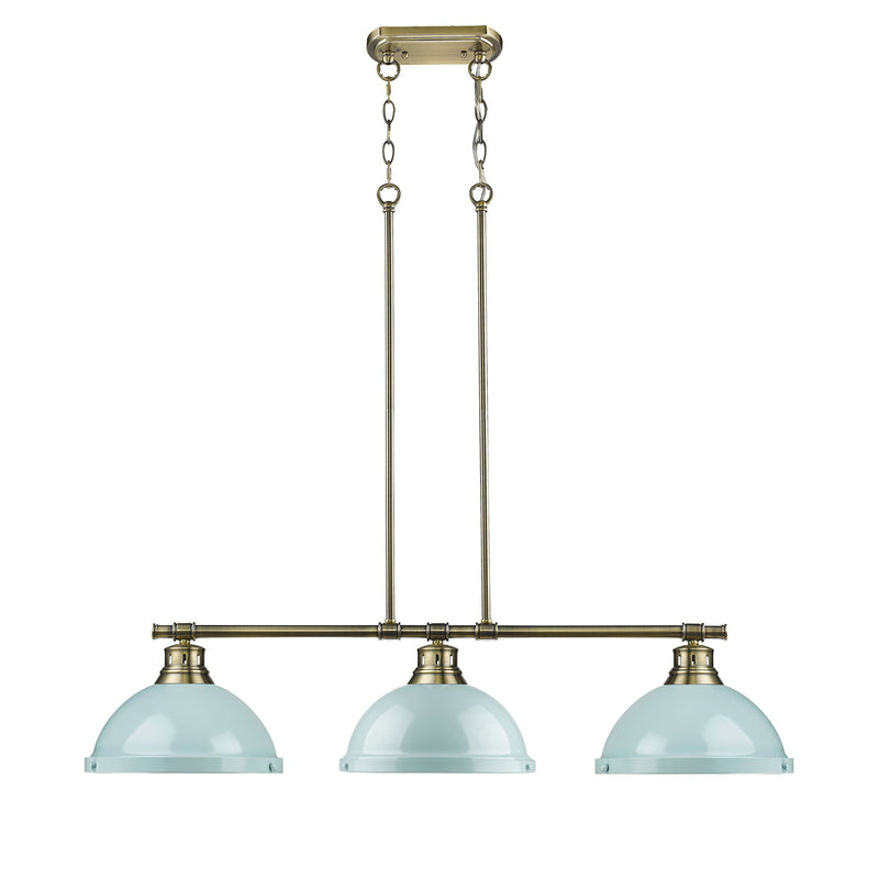 Golden 3602-3LP AB-SF Three Light Linear Pendant, Aged Brass