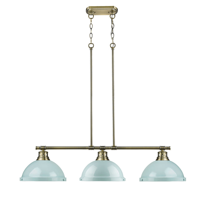 Golden 3602-3LP AB-SF Three Light Linear Pendant, Aged Brass