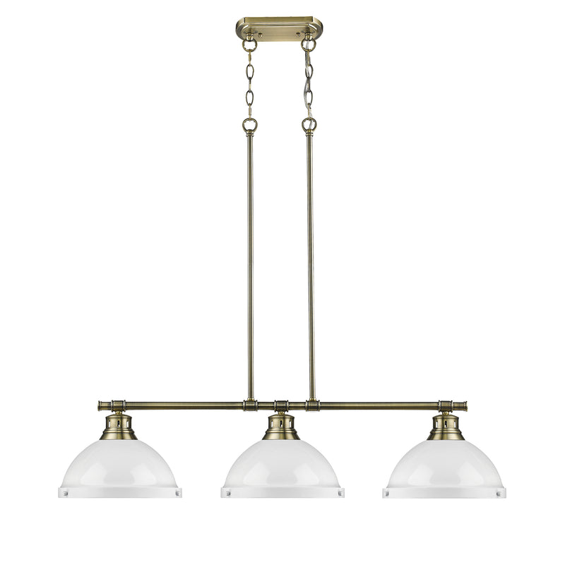 Golden 3602-3LP AB-WH Three Light Linear Pendant, Aged Brass