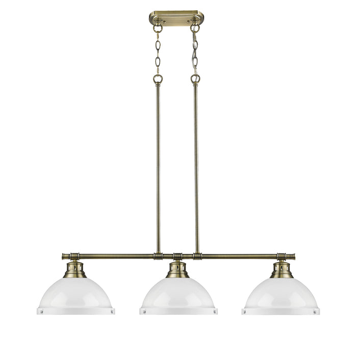 Golden 3602-3LP AB-WH Three Light Linear Pendant, Aged Brass
