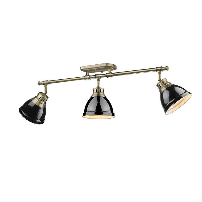 Golden 3602-3SF AB-BK Three Light Semi-Flush Mount, Aged Brass