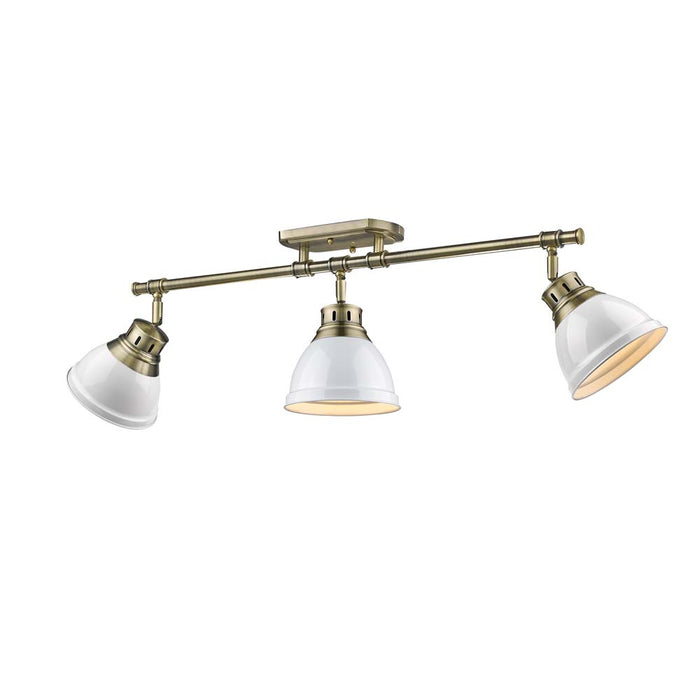 Golden 3602-3SF AB-WH Three Light Semi-Flush Mount, Aged Brass