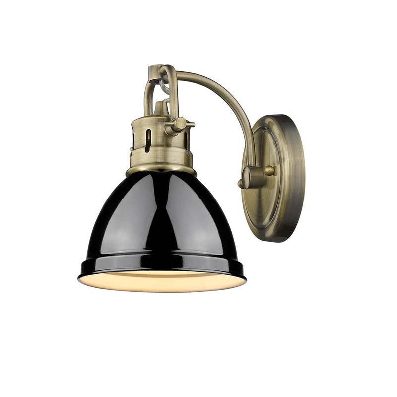 Golden 3602-BA1 AB-BK One Light Vanity, Aged Brass