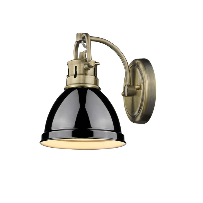 Golden 3602-BA1 AB-BK One Light Vanity, Aged Brass