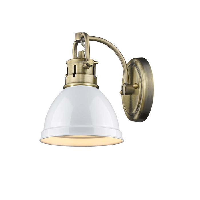 Golden 3602-BA1 AB-WH One Light Bath Vanity, Aged Brass
