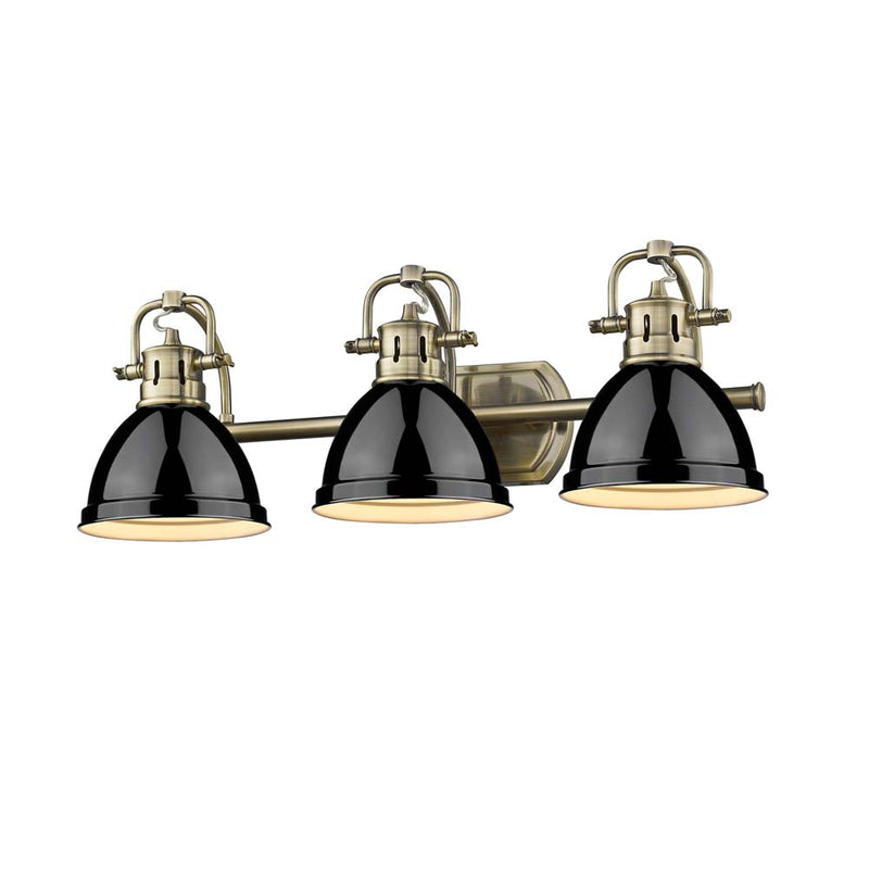 Golden 3602-BA3 AB-BK Three Light Bath Vanity, Aged Brass