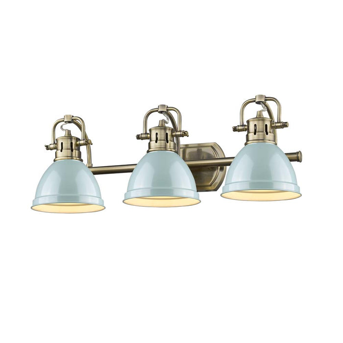 Golden 3602-BA3 AB-SF Three Light Vanity, Aged Brass