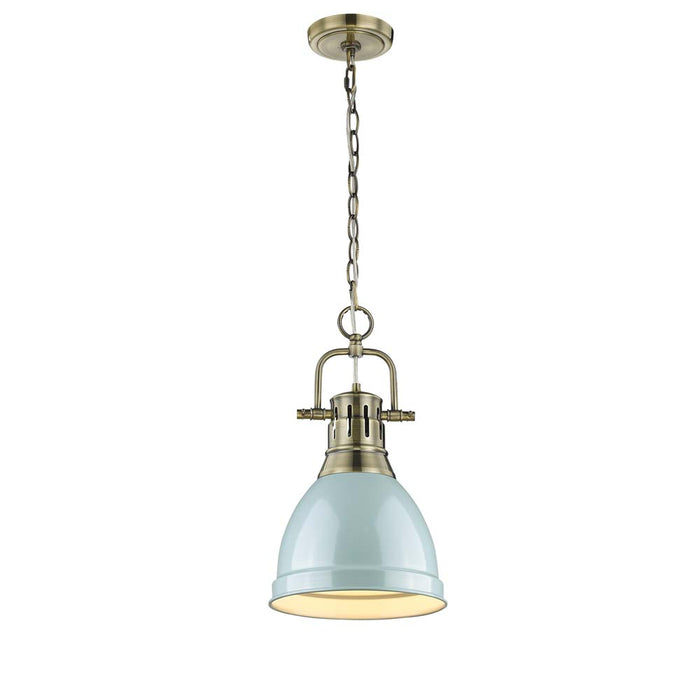 Golden 3602-S AB-SF One Light Pendant, Aged Brass