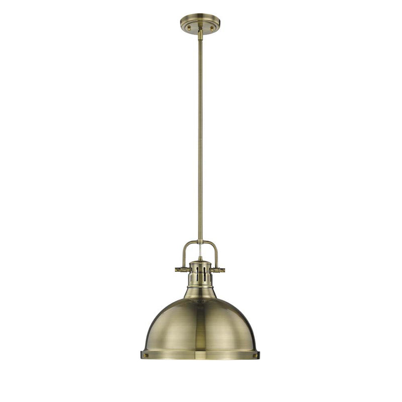 Golden 3604-L AB-AB One Light Pendant, Aged Brass