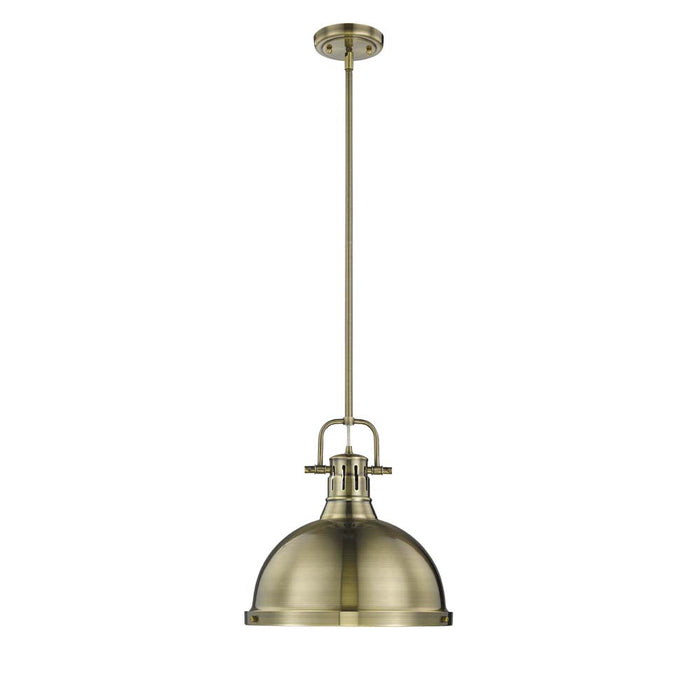 Golden 3604-L AB-AB One Light Pendant, Aged Brass