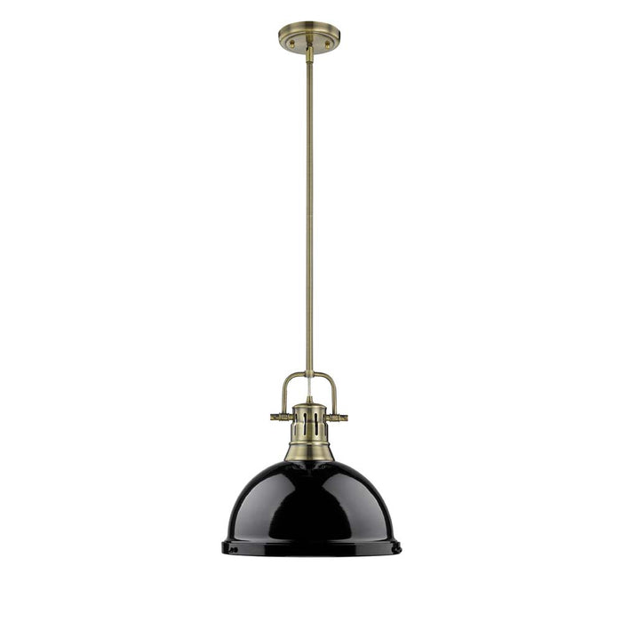 Golden 3604-L AB-BK One Light Pendant, Aged Brass