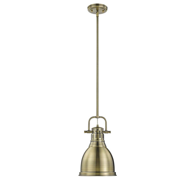 Golden 3604-S AB-AB One Light Pendant, Aged Brass