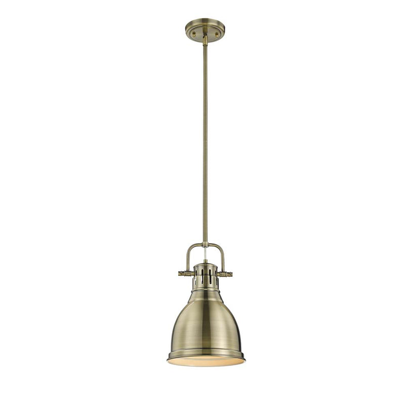 Golden 3604-S AB-AB One Light Pendant, Aged Brass