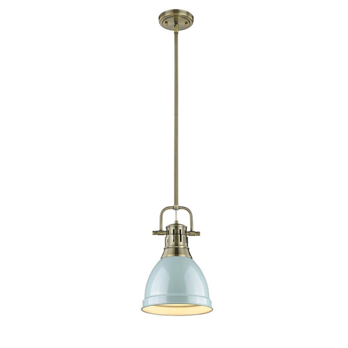 Golden 3604-S AB-SF One Light Pendant, Aged Brass