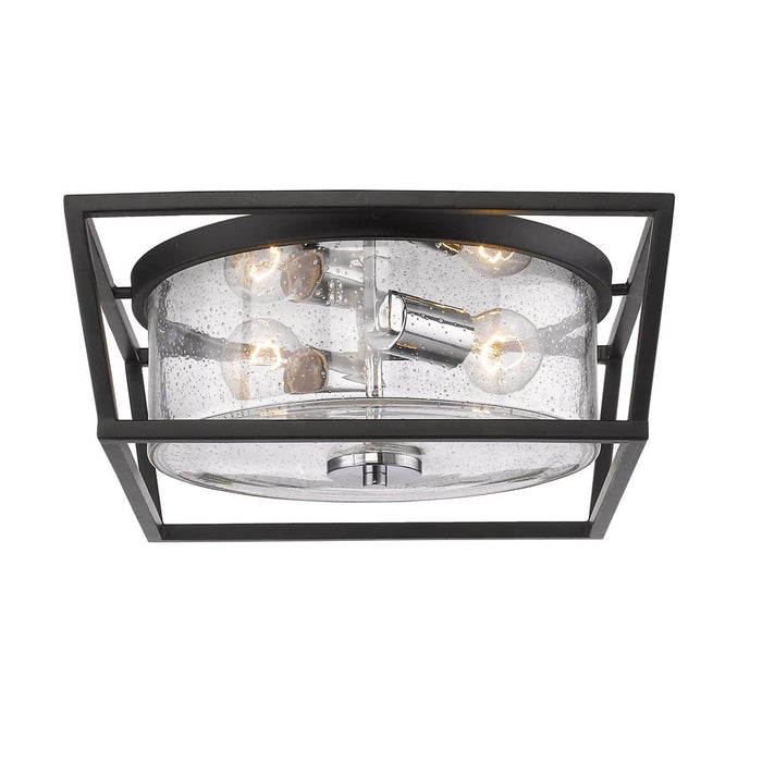Golden 4309-FM BLK-SD Two Light Flush Mount, Matte Black