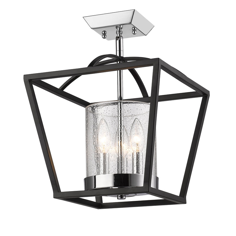Golden 4309-SF BLK-SD Three Light Semi-Flush Mount, Matte Black