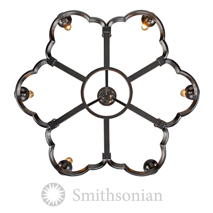 Golden 5926-6 ABZ Six Light Chandelier, Aged Bronze